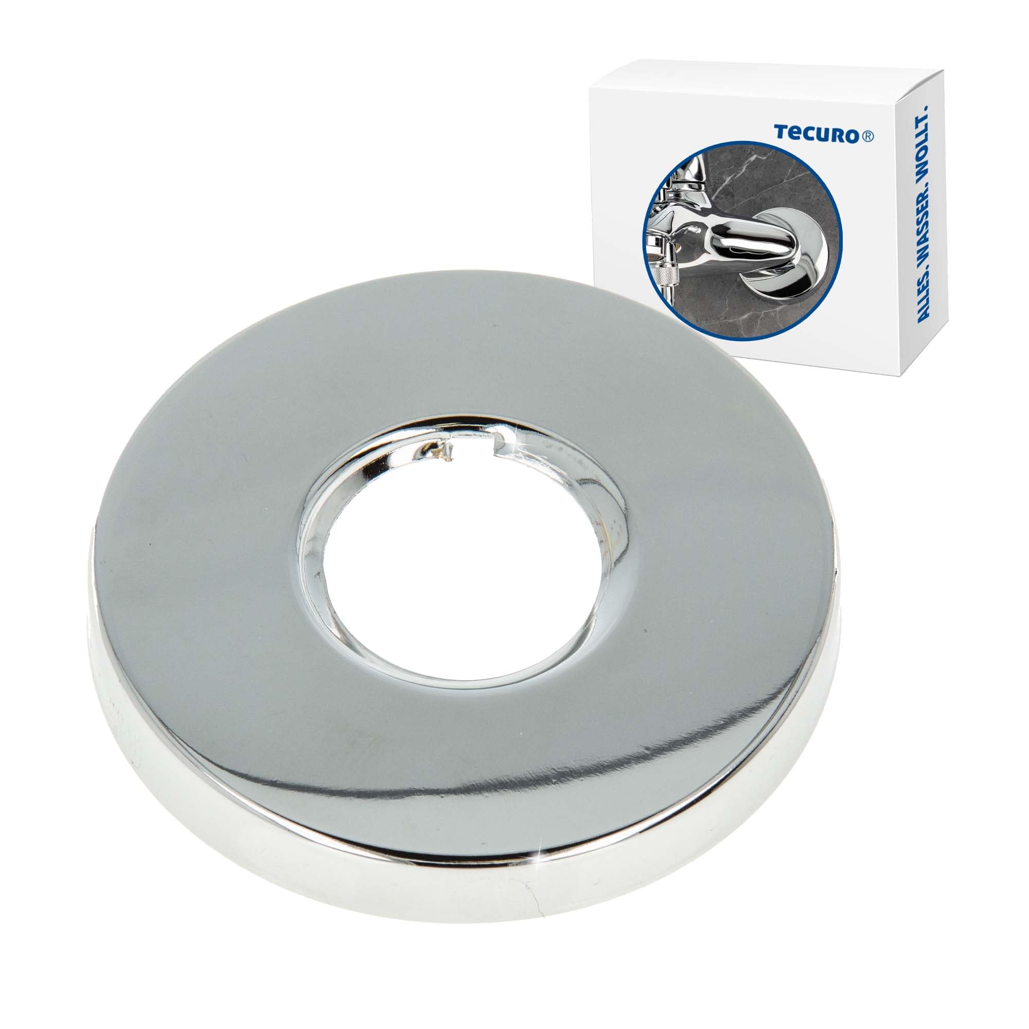 Tecuro Threaded Rosette (3/4), Diameter 27 mm x Diameter 80 mm x Height 25 mm, Chrome-Plated Brass