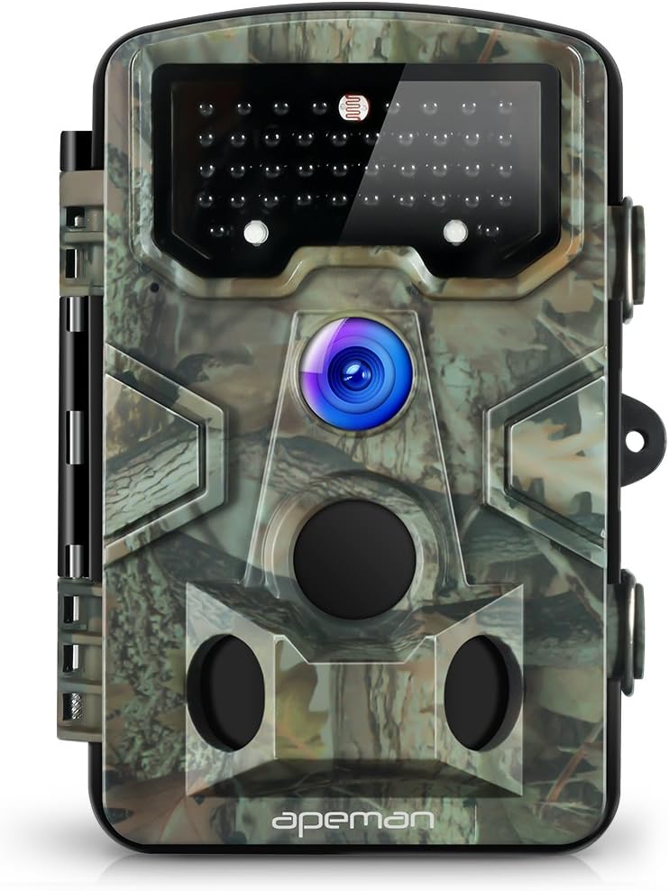 APEMAN Trail Camera 120° Wide Angle Detection Game Hunting Camera 12MP 1080P Wildlife Camera with 44 PCs IR LEDs No Glow Night Capture Design for Wildlife, Farm, and Home Security