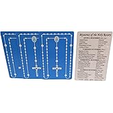 Westmon Works Mysteries of the Rosary Holy Card Bulk Prayer Pack Laminated Embossed Pocket or Wallet Sized Catholic Gift Bundle, Set of 5