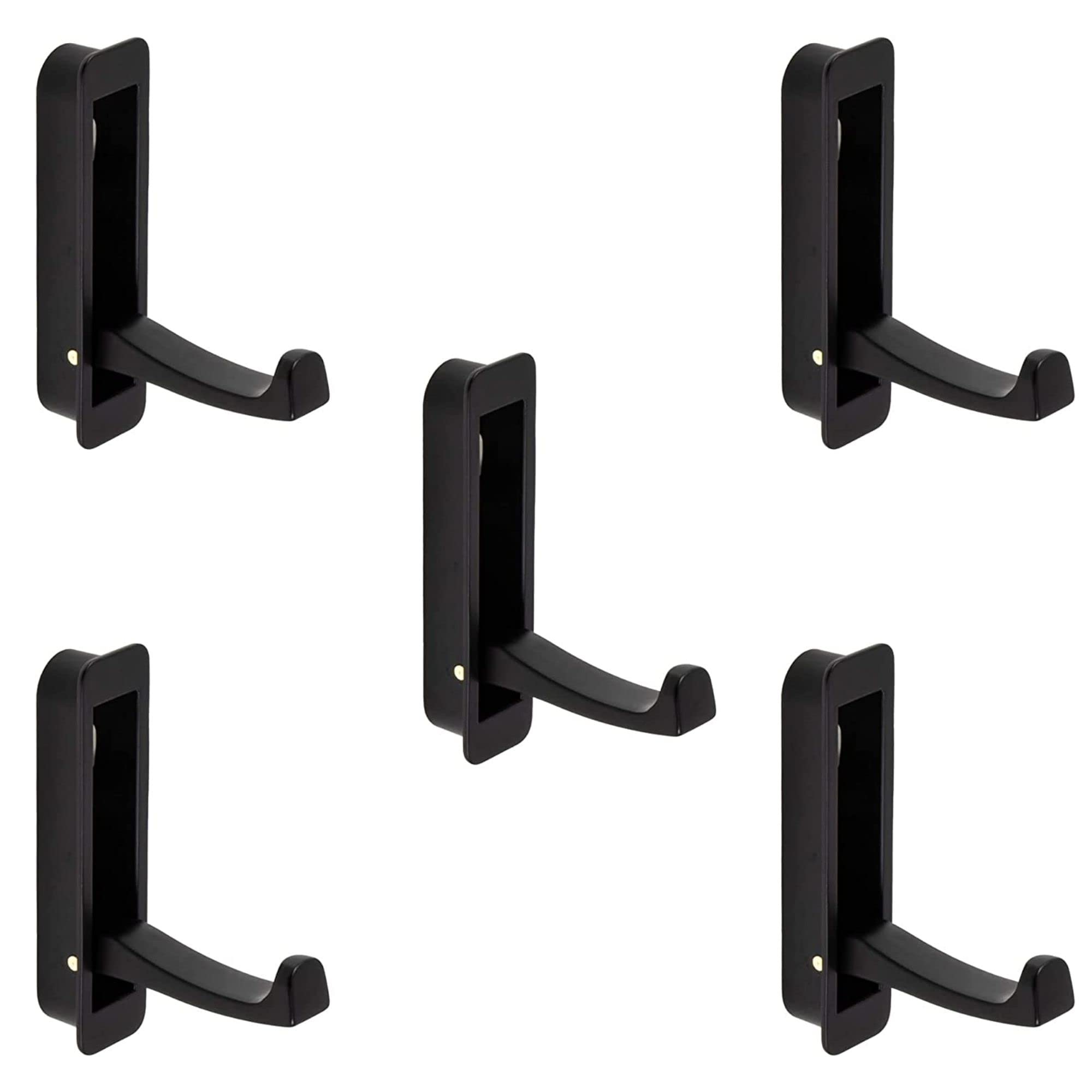 Gedotec Panama Modern Coat Hook Folding Coat Hook for Wood | Panama | Clothes Hooks for Inlet | Metal Black Matt | Pack of 5 - Clothes Fan Recessed for Wall Panels & Cabinets