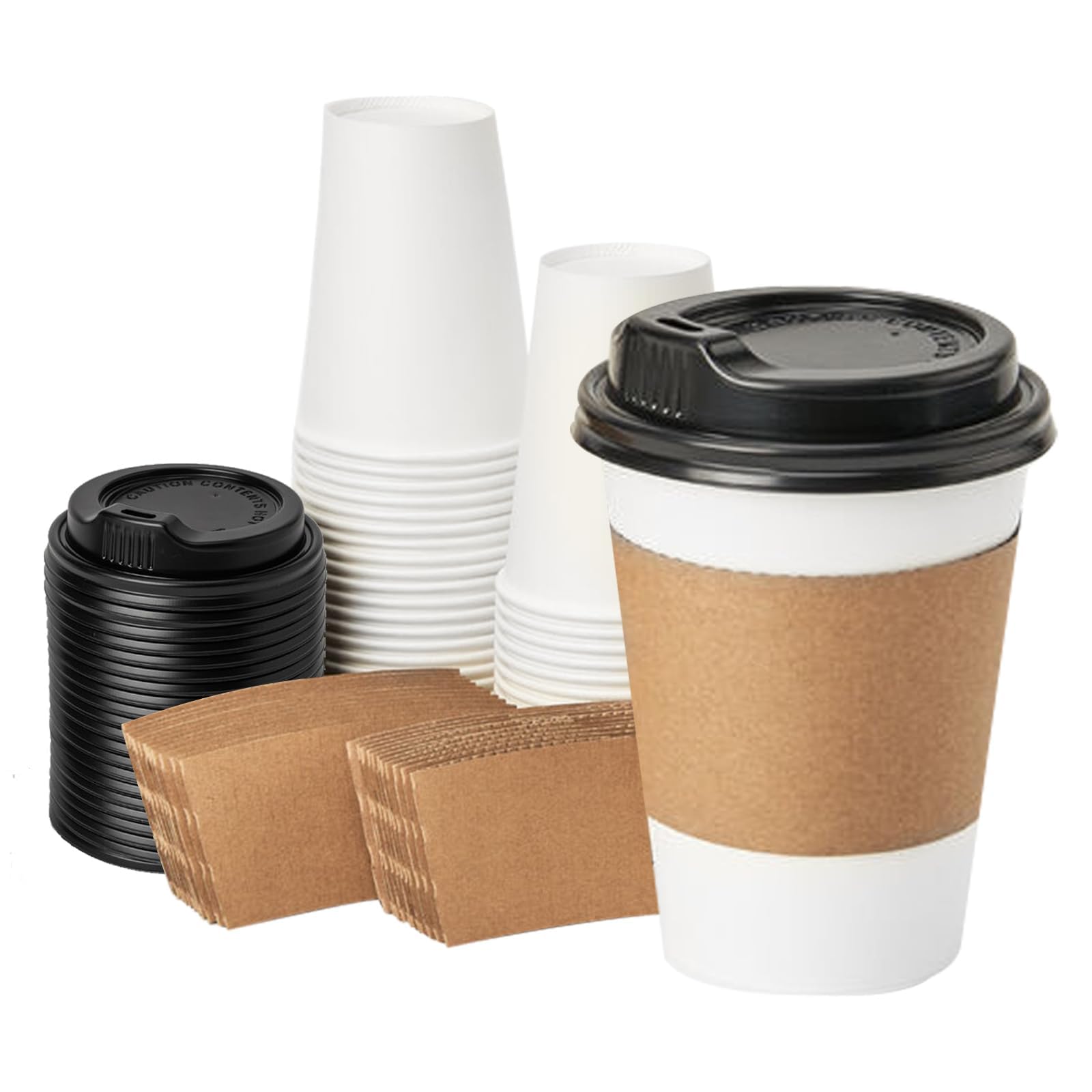 Photo 1 of  ***FACTORY SEALED*** RACETOP 12 oz 50 pack Disposable Paper Coffee Cups with Lids and Sleeves