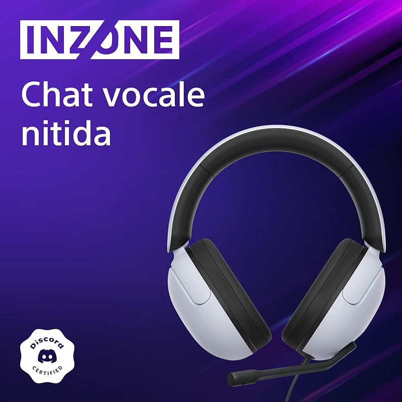 INZONE H3 | Cuffie Gaming, 360 Spatial Sound per Gaming, software Inzone Hub - Bianco Nero