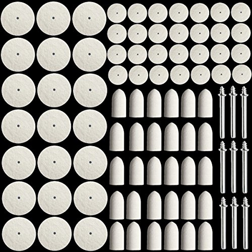 SHINA 88PC Felt Polishing Pad Buff Clean Wheels & Point Mandrel Buff for Rotary Tool