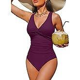 Holipick Women Tummy Control One Piece Swimsuit - Push Up Bathing Suit Full Coverage Slimming Swimwear