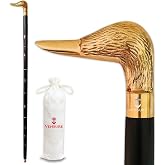 Vensure Vintage Antique Walking Cane Black Wooden Walking Stick with Golden Brass Designer Duck Handle Wooden Walking Cane for Men &amp; Women, Fancy Canes, Ideal Gift