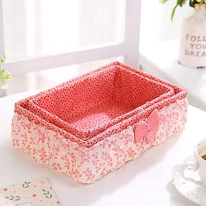 ZC Cesta De Almacenamiento De Ratán Caja De Almacenamiento De Tela De
