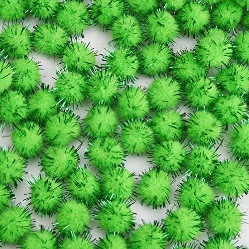 Livder Christmas Pom Poms Pompoms Light Green Glitter Fluffy Balls, DIY Art Crafts Gifts Decorations Supplies(0.6 inches, 500 Pieces) - Thumbnail 4