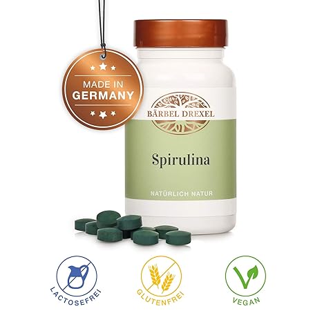BÄRBEL DREXEL Spirulina Presslinge 100% reine Spirulina Alge ohne Zusätze (150 Stk) 100% Vegane Herstellung Deutschland