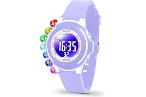 TixYolo Digital Kids Watch with 7 Color Lights 50M Waterproof,Alarm,Stopwatch,Soft Strap,Children Gifts Sports Watch for Boys Girls 5-12 Years