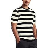 Zengjo Mens Striped Shirt Short Sleeve Crewneck Casual Tri-Blend T-Shirts Regular Fit Textured Stripe Tee