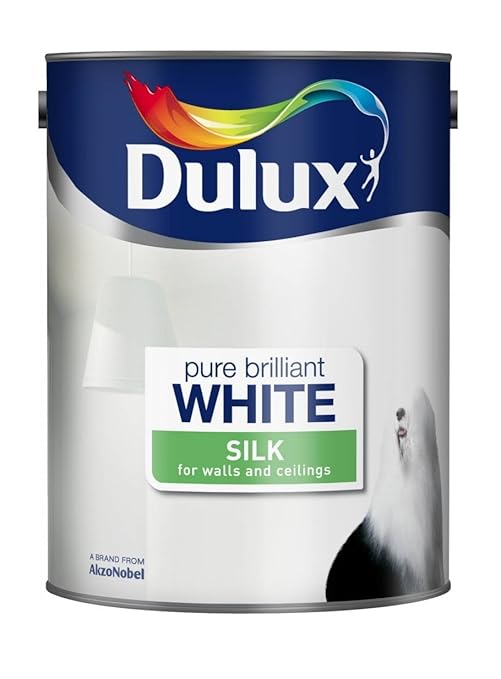 Dulux Silk Emulsion Paint For Walls And Ceilings Pure Brilliant White 5L Amazon.co.uk DIY