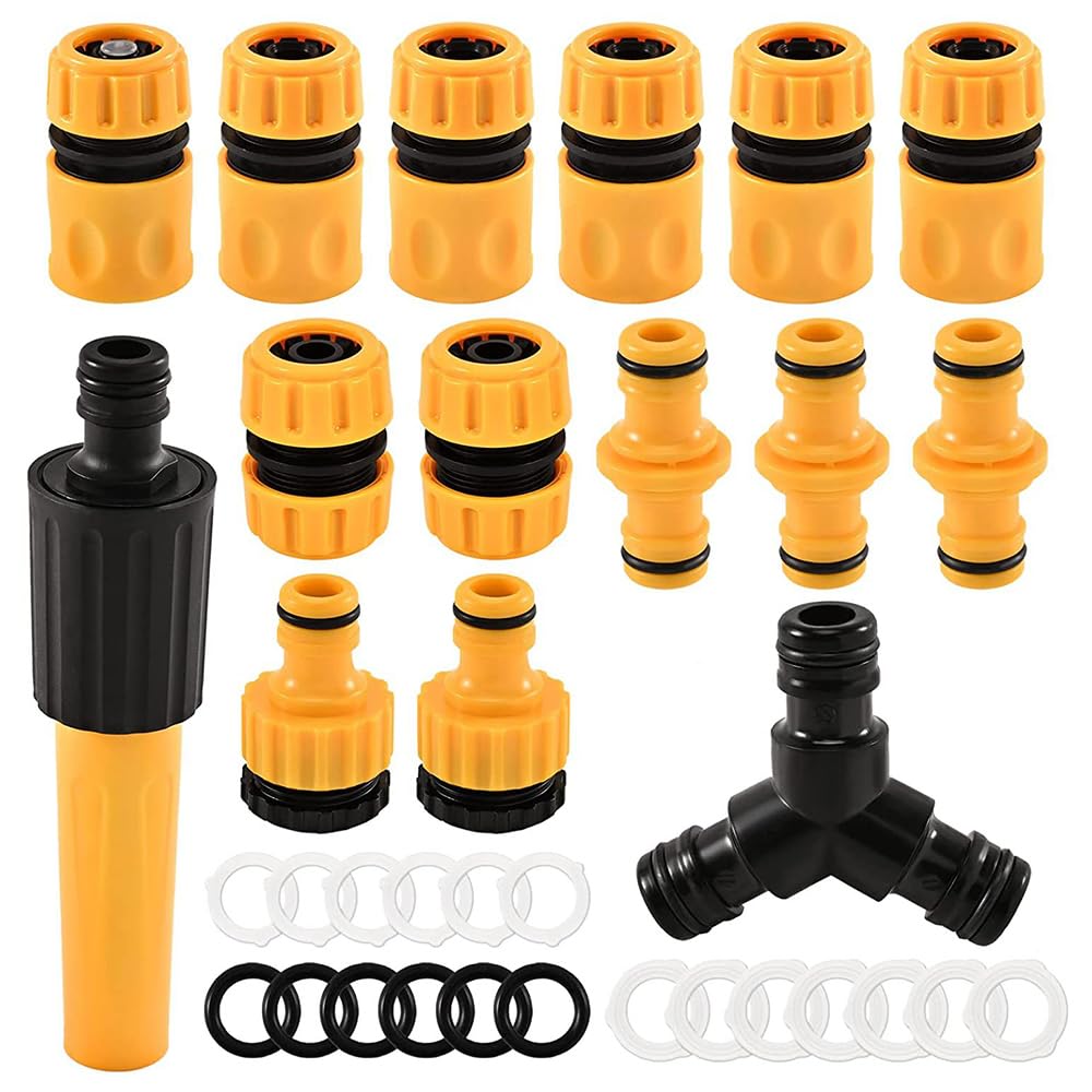 Tiardey Garden Hose Connection Set, Hose Connector 1/2 Inch Reinforced ABS Material, Hose Coupling Accessories, Quick Connection, Leak-Free for Garden Hose, Tap with Thread