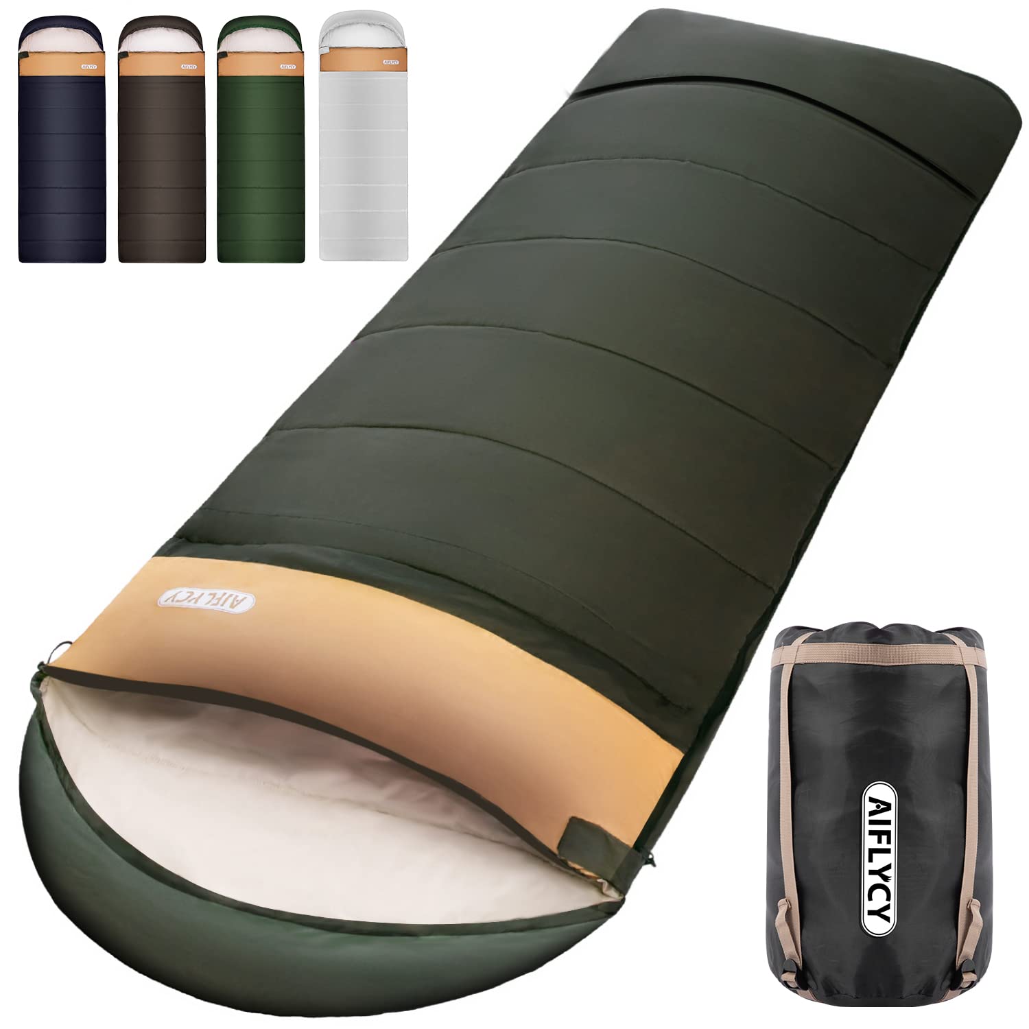 AIFLYCY 寝袋 シュラフ 封筒型 軽量 冬用 夏用【足元に二重保温・230T防水】オールシーズン 1.8Kg 1.0Kg 2.2Kg 1.4Kg コンパクト 快適温度-15℃-25℃ 簡単収納 軽量 中綿 登山 車中泊 防災用 アウトドア キャンプ 丸洗い可能 春夏秋冬の使用可能 収納袋付き商品画像