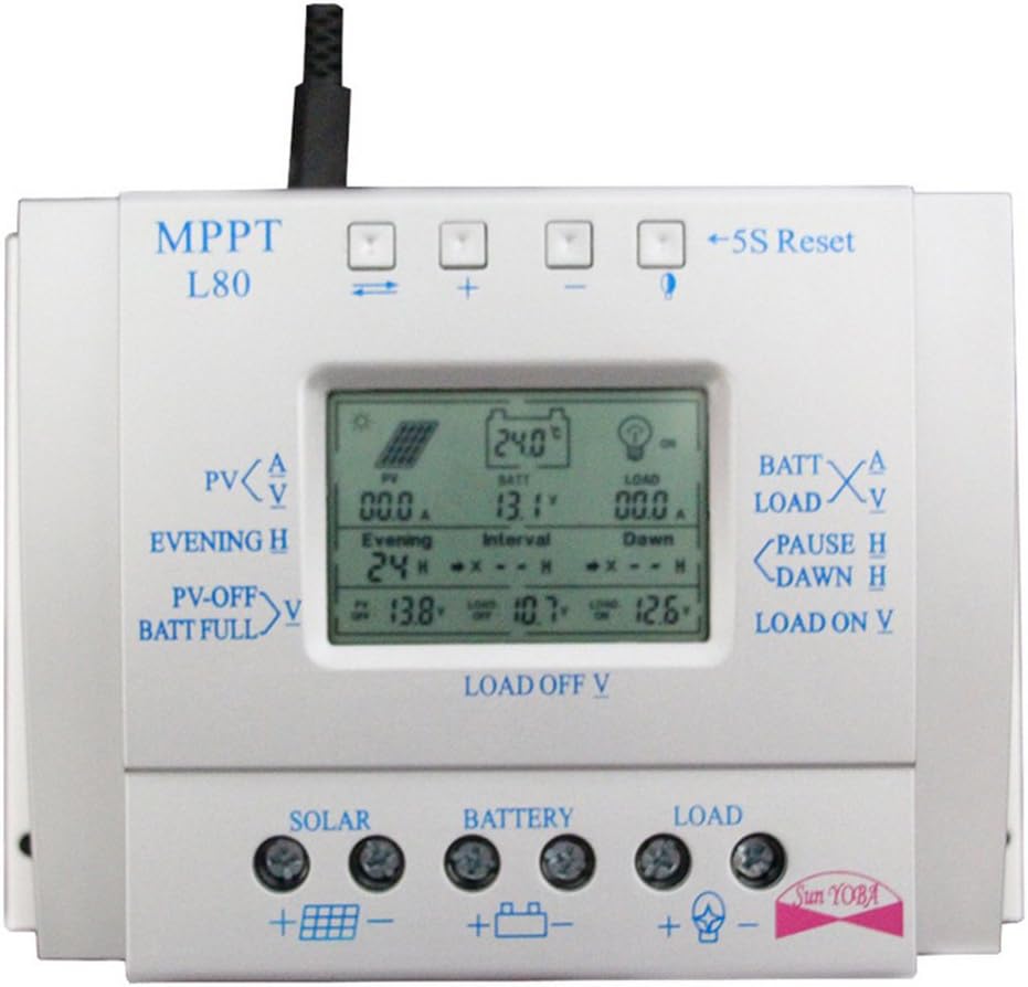 80A 12V 24V MPPT Solar Charge Controller LCD Display Solar Regulator