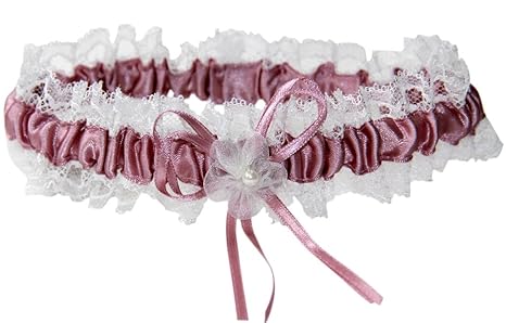 hochzeits-shop-hamburg HBH Hamburger Brautmoden Strumpfband M8242 mit Blumen und Schleife in diversen Farben