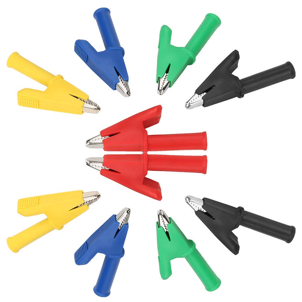 Hilitand Pack of 10 Crocodile Clips 5 Colours P2002 20A 4 mm Insulated Terminal Test Electric Banana Plug Crocodile Clip Multimeter 380 V