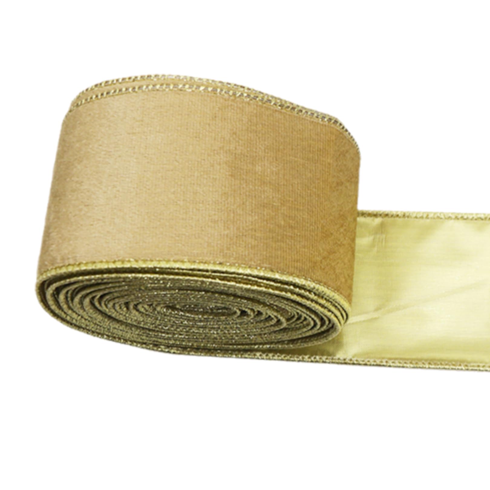 Christmas Ribbon Thick Gold Wired Ribbon 9m GoldRibbon for Gift Wrapping 63mm Wide Edge Velvet Ribbons for Crafting Christmas Tree Decorations Xmas Party Gifts Wreath Wedding Supplie Accessories