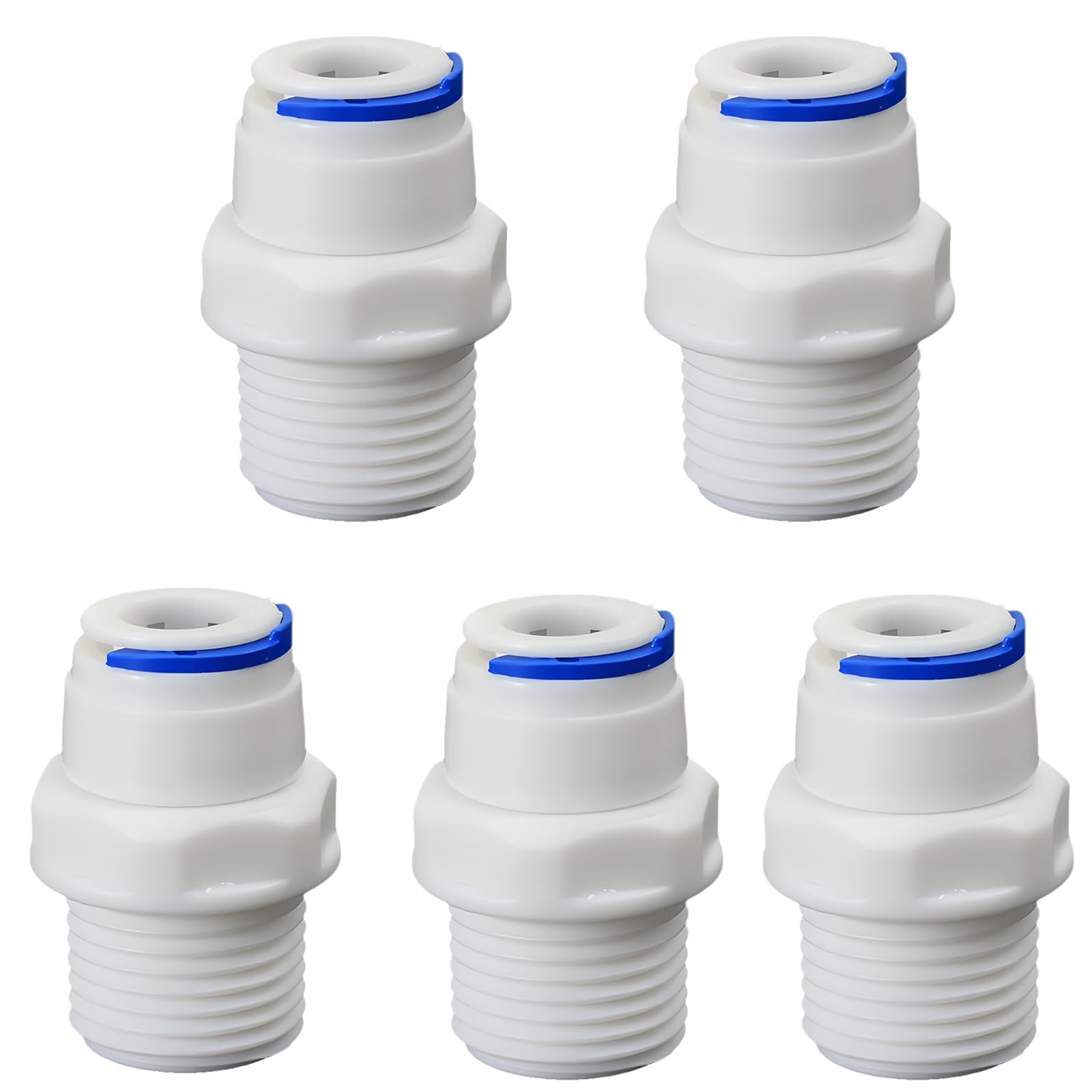 Photo 1 of 1/2" Male Thread Straight Through x 3/8" PE Hose OD Push-In Quick-Connect Fitting for RO Reverse Osmosis Water Filter, Beverage Dispenser & Water Filtration/Purification Systems Accessories (5PCS)