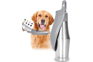 Persure 27 OZ Dog Water Bottle Portable Stainless Steel Convenient Pet Water Dispenser, Leak Proof Puppy Travel Water Bowl for Dog Outdoor Walking, Hiking, Perfect Size for All Dog Breeds, Grey