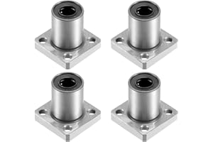 HiPicco Linear Ball Bearings, LMK10UU 10mm Square Flange Linear Motion Bushing Double Side Rubber Sealed for 10mm Linear Shaf