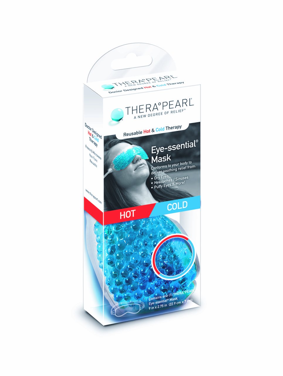 TheraPearl Eye Mask, Eyessential Mask with Flexible Gel Beads for Hot