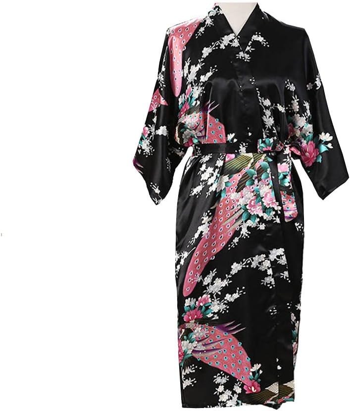 Ladies Plus Loose Satin Kimono Robe Dressing Gown Wedding Bridesmaid Sleepwear Bathrobe Size 10-24 UK