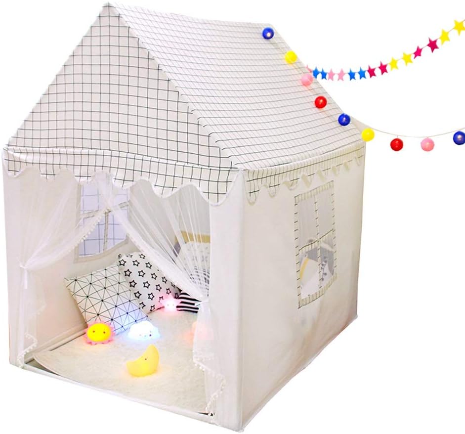 Kibten Soft Cotton Canvas Child Kids Play Tent Household Indoor Boys Game House Toy Room Girl Princess Castle House Reading Corner Outdoor Garden Children Teepee Tent for Baby Gift