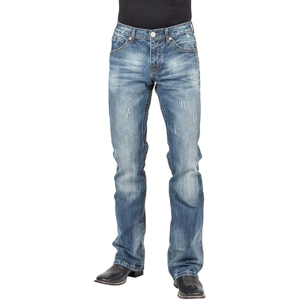 Stetson Men's 1014Rocker Fit Bootcut Jeans Blue 32W x 34L at