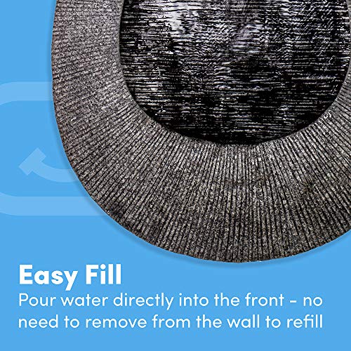 Teardrop, Indoor/Outdoor Wall Fountain 20” x 12” | Handcrafted Natural Stone Look with LED Lights, Adjustable Speed, Calming Waterfall Sounds | Made with Polyresin Material (Charcoal) … - Thumbnail 2