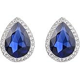 EVER FAITH Women's Austrian Crystal Wedding Teardrop Stud Earrings