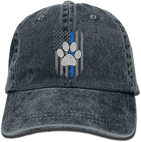 The Thin Blue Flag Footprints Unisex Adjustable Baseball Caps Denim Hats Cowboy Sport Outdoor