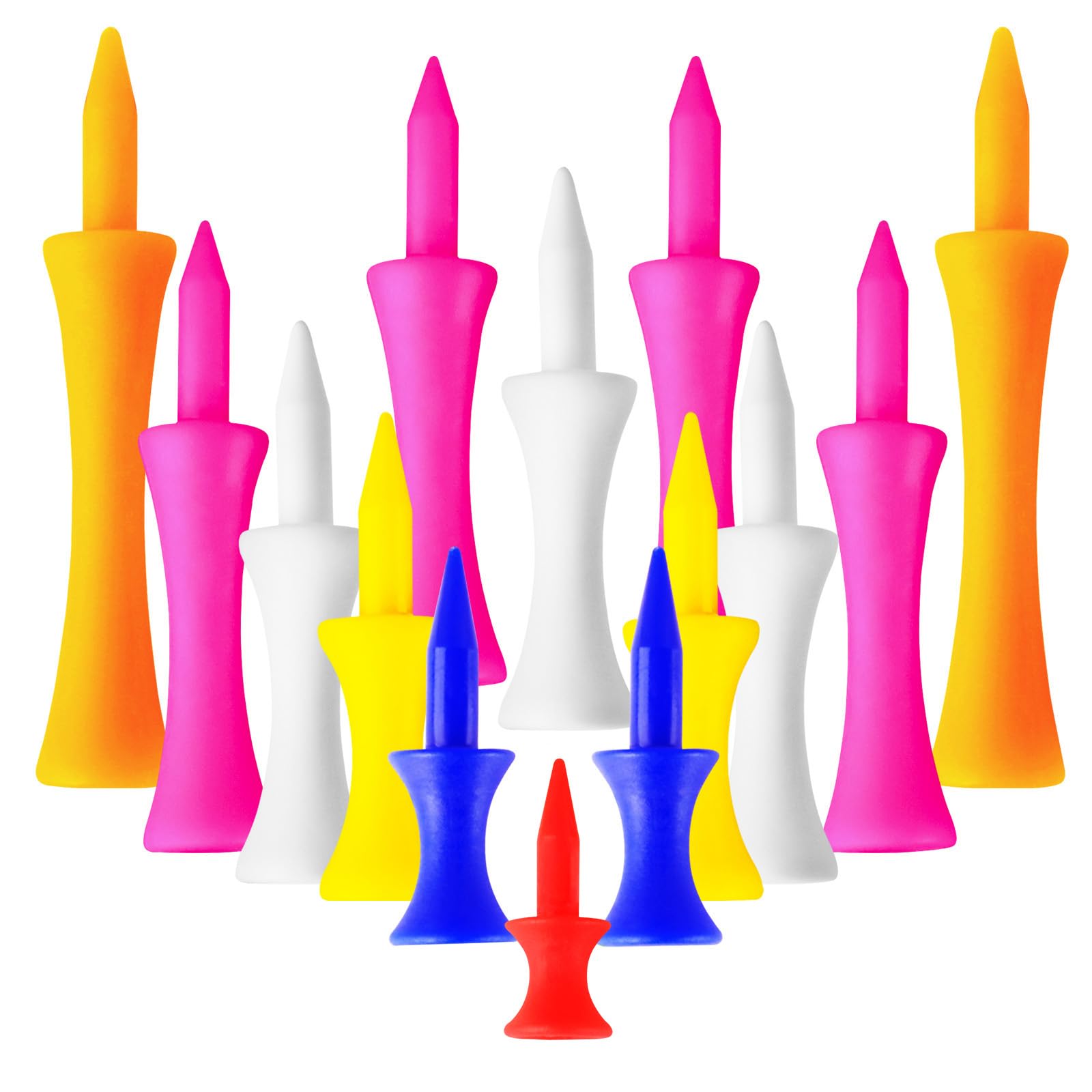 Golf Tees Plastic Step Down Unbreakable 2 3/4, 2 1/4, 2,1 3/4,1 1/2, 1 1/4 inch 50 Pack Colored Bulk, ,Golf Tees Castle Long Short Durable Portable Professional for Golfer Practice (Mixed Pack)