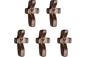 Yookin Cross My Heart | Encouragement Gift Wooden Cross Fingertip Stress Relief Gifts Pocket Small Cross Christmas Gift Handheld Wooden Cross (Black 5pcs)