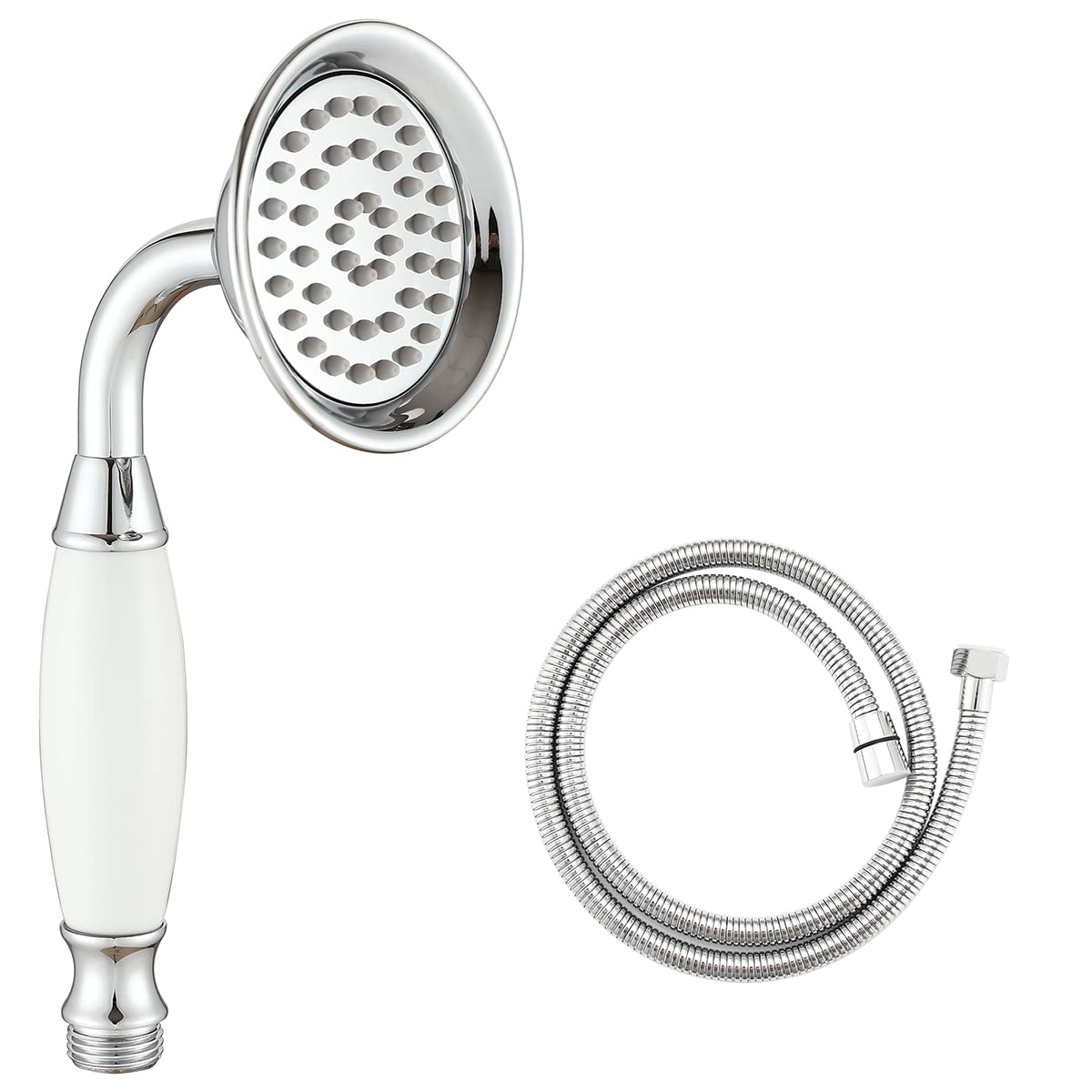 Ownace 3.3 Inch Traditional Brass Ceramics Telephone Hand Held Shower Head Gold Victorian Shower Head with 1.5M Hose for Bathroom Shower Tap