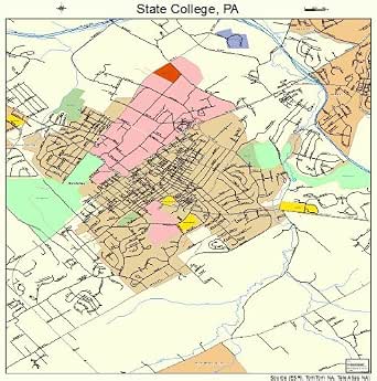 Amazon.com: Large Street &amp; Road Map of State College, Pennsylvania PA ...