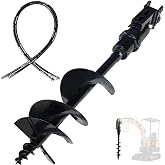 DANWIWEE 12"/300mm Mini Excavator Auger, Small Excavaror Attamentchs, Drilling Diameter of 12" Depth of 40", 2 Hydraulic Hose with M14 x 1.5, Hydraulic Drive Suitable for Drilling Digging Planting
