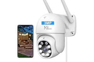 Security Camera Outdoor - 2K Pan Tilt Surveillance WiFi Camera with Spotlight Night Vision, 2-Way Audio, Motion Detection, 30