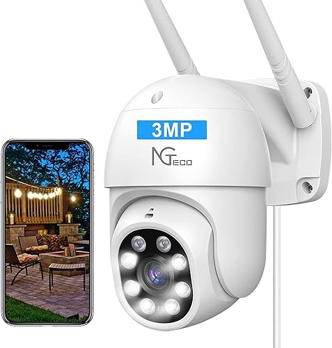 NGTeco Security Camera Outdoor 2K Pan Tilt Surveillance WiFi