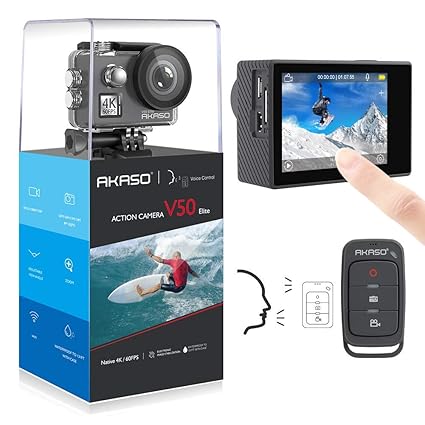 AKASO Action cam 4K/60fps /Action Kamera 20MP WiFi mit Touchscreen EIS 40M unterwasserkamera V50 Elite mit 8X Zoom Sprachsteu