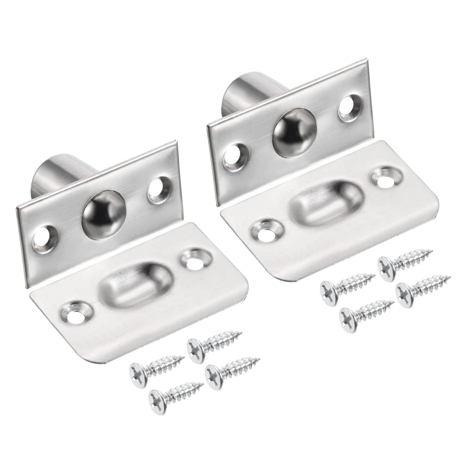 PATIKIL Closet Door Ball Catch, 2 Pack Stainless Steel Ball Latch for Top of Door with Strike Plate Ball Catches Hardware for Interior Doors Cabinet Pantry, Silver
