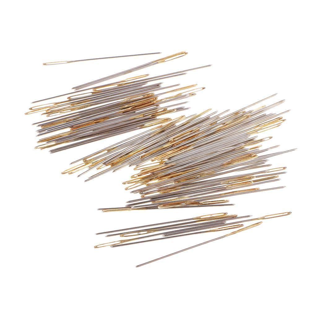 100 Pieces Large Eye Embroidery Needles Mixed Silver fit for Embroidery, Sewing, Craft Art Work (24#)