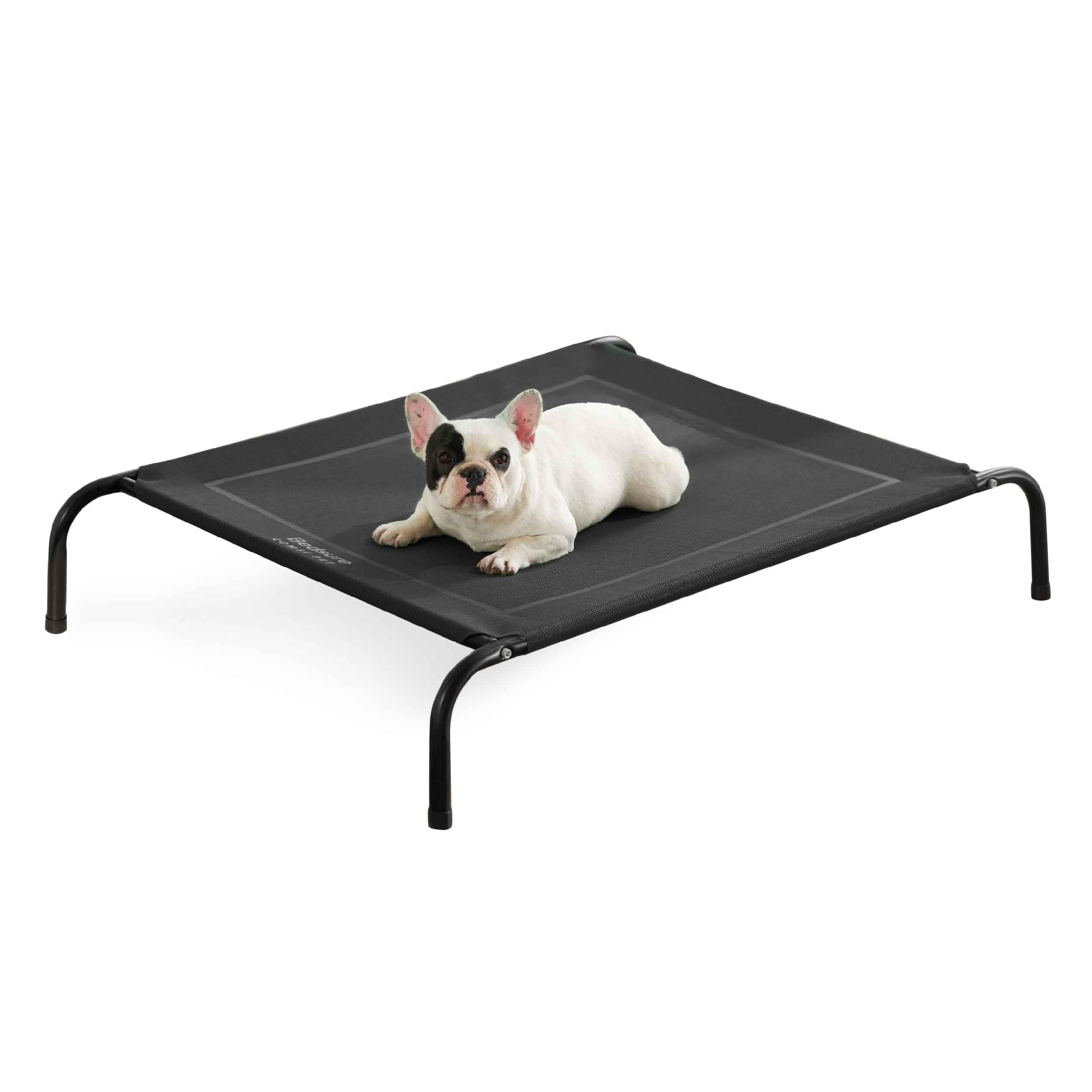 Photo 1 of Bedsure Outdoor Elevated Dog Bed Medium Size Dog, Portable Indoor & Outdoor Cooling Raised Cot Pet Hammock Bed with Skid-Resistant Feet, Frame with Breathable Mesh, Black, 43 inches