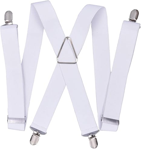 Amazon Co Jp 吊り革 ファッションメンズサスペンダー3 5cm幅4クリップとユニセックスブレースサスペンダーズブラック カジュアル Color White ホーム キッチン