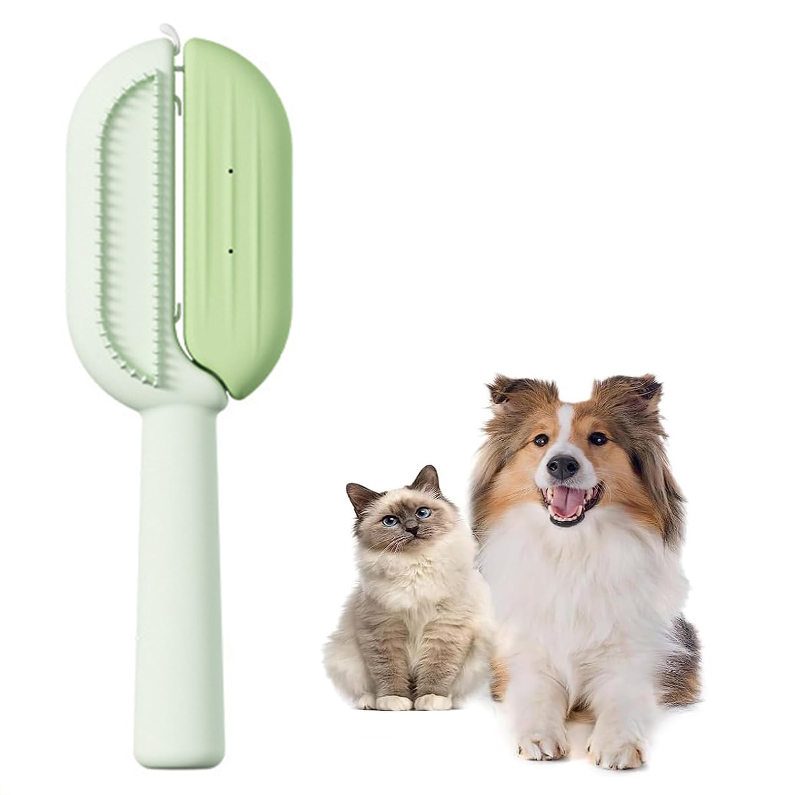 Cat Brush Dog Brush Pet Hair Cleaning Brush with Water Tank Universal Cat Care Brush Portable Multifunctional Cleaning Brush Long + Short Pets (Green)