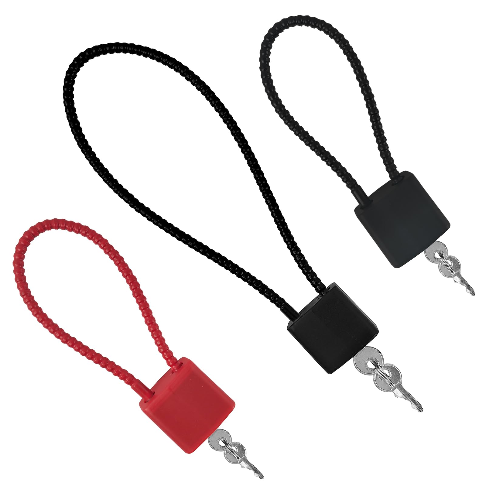 MOSTFUN 3 PCS Steel Rope Padlocks with Keys, Heavy Duty Lock, Flexible Cable for Wheelie Bin, Suitcase, Bicycle, Gym Cabinets, Small Cable Lock, Black Red