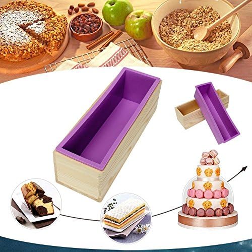 Flexible Rectangular Soap Silicone Loaf Mold Wood Box for 42 oz Soap Making Supplies