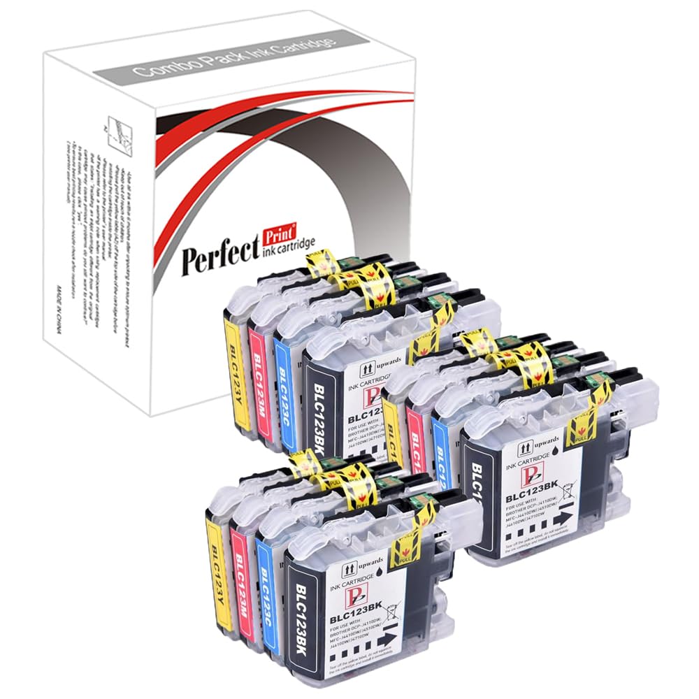 PerfectPrint Compatible Ink Cartridge Replacement for Brother MFC-J470DW MFC-J4710DW MFC-J650DW MFC-J6520DW MFC-J6720DW MFC-J6920DW MFC-J870DW LC123 (Black/Cyan/Magenta/Yellow, 12-Pack)