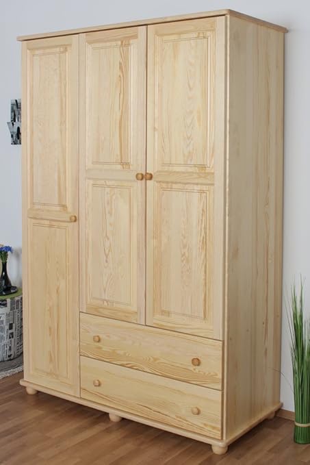 Wardrobe Solid Natural Pine Wood Junco 06 Dimensions 195 X 135