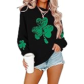 DUTUT St. Patrick's Day Sweatshirt Women Shamrock Shirt Lucky Clover Graphic Shirts Irish Casual Long Sleeve Tops
