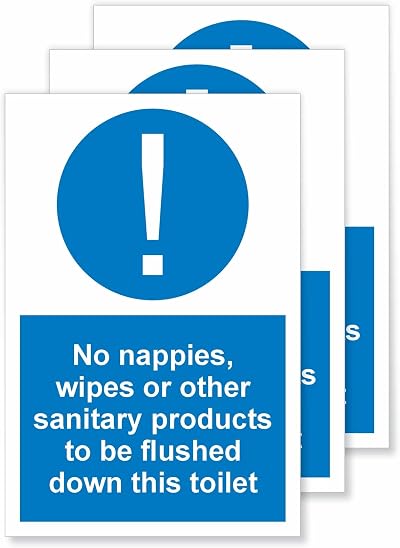 Viro Display No Flushing Toilet Sign Sticker 100x150mm 3 Pack Vinyl